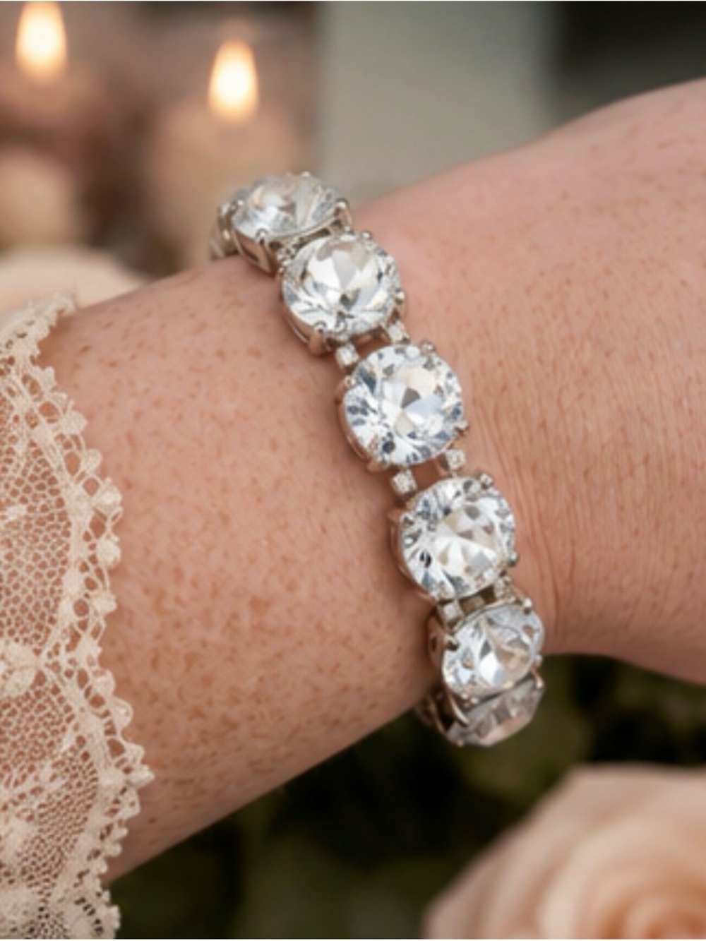Clear Crystal Stretch Bracelet - Sparkle That Never Fades - Picture 3 of 4